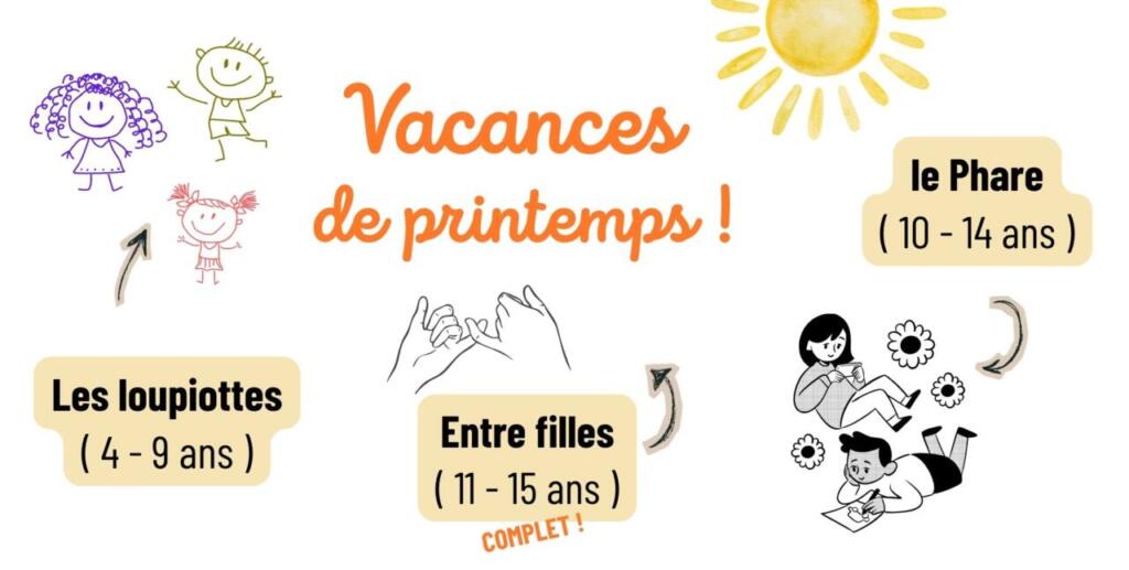 Lundi 9 mars : Ouverture des inscriptions : vacances de PRINTEMPS