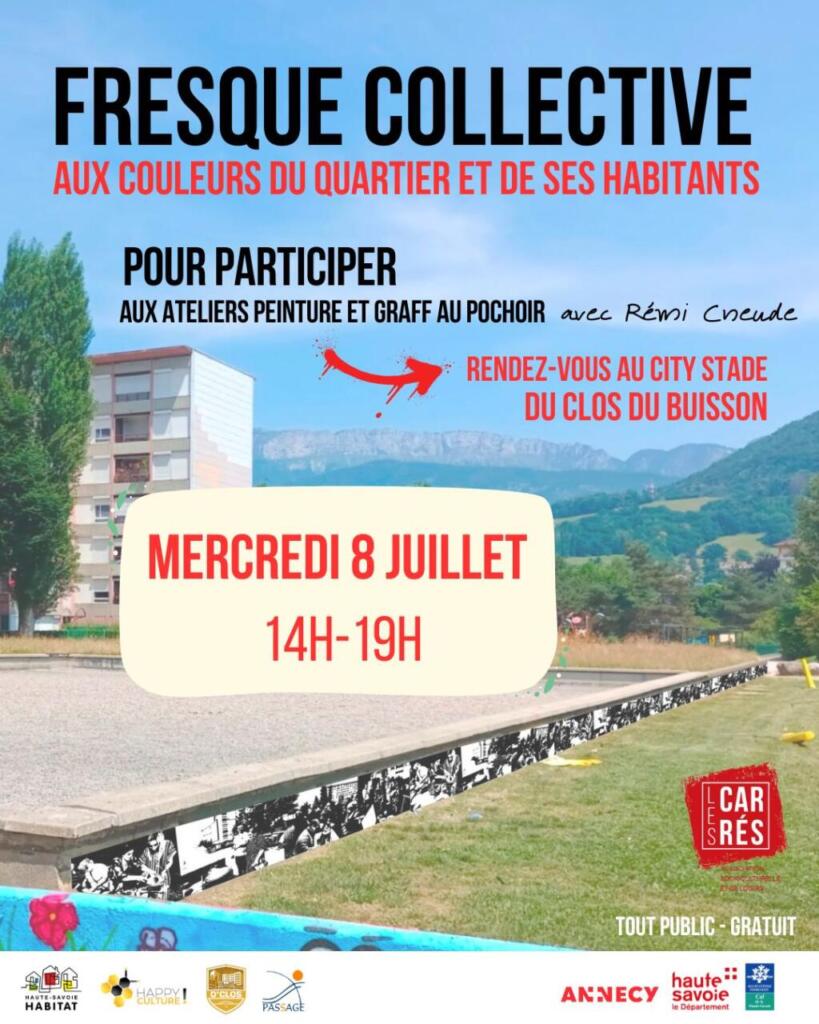 Mercredi 8 juillet dès 14h : Fresque et pochoirs, avec Rémi Cneud